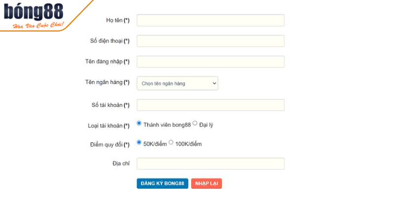 Tiến hành đăng ký BONG88 tạo tài khoản cược